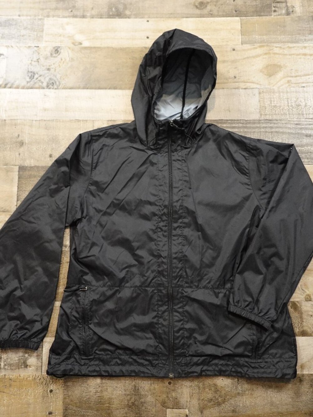 Columbia Switchback Packable Jacket Women’s 1X Black Hooded Rain Windbreaker